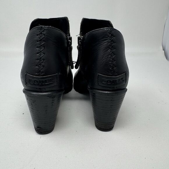 Sorel Nadia NL2842-010 Ankle‎ Boot Peep Toe Woman’s Black Leather Size: 8.5 - Picture 5 of 11